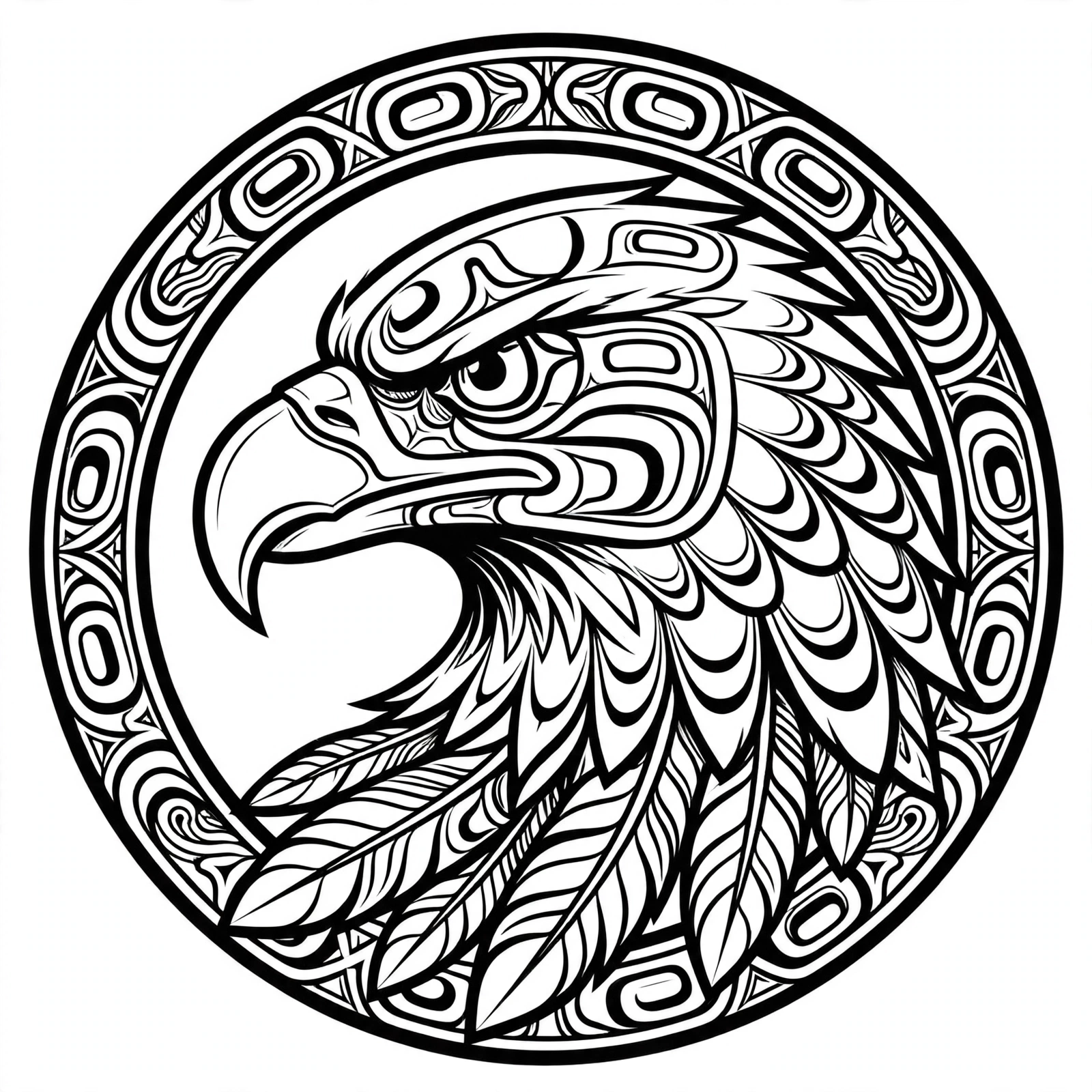 Eagle pendant artwork: bold laser-engraved line art